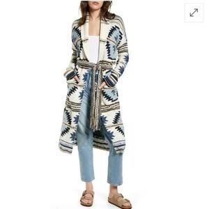 Faherty cardigan small Paloma duster NWT Southwestern aztec blue Yellowtail